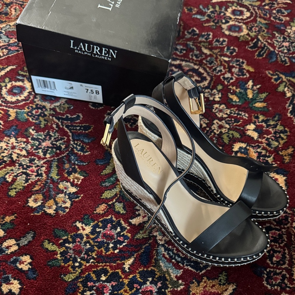 Lauren Ralph Lauren Black Espadrille Wedges